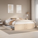 vidaXL Cadru de pat fără saltea/cu sertare, 200x200 cm, lemn pin vidaXL Cadru de pat fără saltea/cu sertare, 200x200 cm, lemn pin