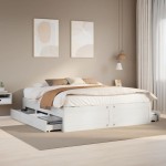 vidaXL Cadru de pat fără saltea/cu sertare, alb, 180x200 cm, lemn pin vidaXL Cadru de pat fără saltea/cu sertare, alb, 180x200 cm, lemn pin