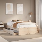 vidaXL Cadru de pat fără saltea/cu sertare, 135x190 cm, lemn masiv pin vidaXL Cadru de pat fără saltea/cu sertare, 135x190 cm, lemn masiv pin