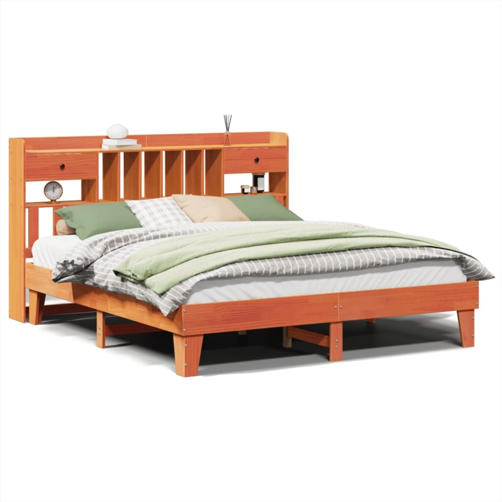 vidaXL Cadru de pat fără saltea, maro ceruit 180x200 cm lemn masiv pin