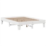 vidaXL Cadru de pat fără saltea, alb, 150x200 cm, lemn masiv pin