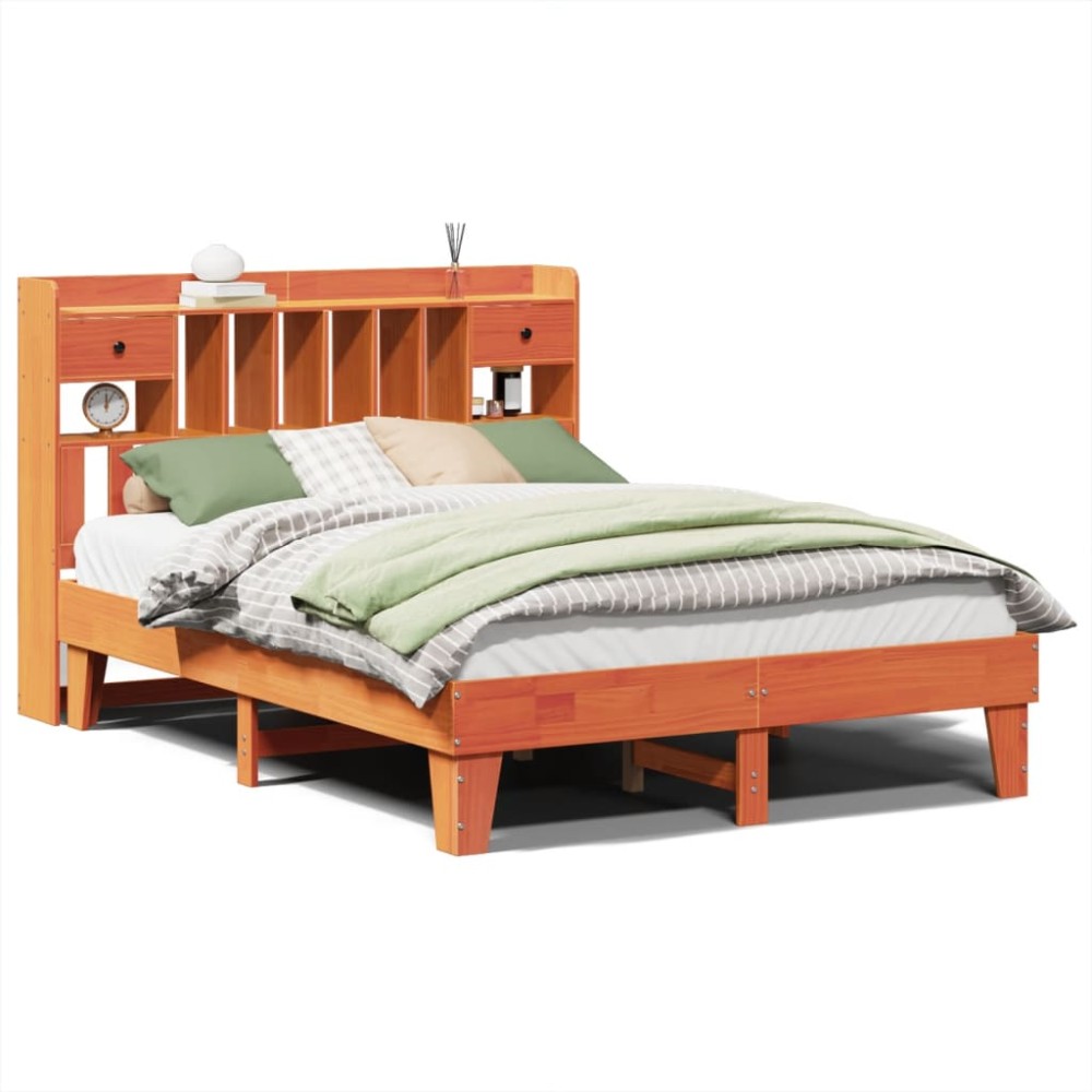 vidaXL Cadru de pat fără saltea, maro ceruit 150x200 cm lemn masiv pin