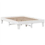 vidaXL Cadru de pat fără saltea, alb, 140x190 cm, lemn masiv de pin vidaXL Cadru de pat fără saltea, alb, 140x190 cm, lemn masiv de pin