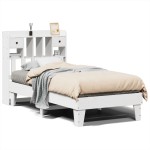 vidaXL Cadru de pat fără saltea, alb, 75x190 cm, lemn masiv de pin
