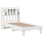 vidaXL Cadru de pat fără saltea, alb, 75x190 cm, lemn masiv de pin