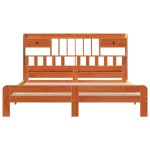 vidaXL Pat cu bibliotecă fără saltea maro 200x200 cm lemn masiv de pin