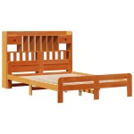 vidaXL Pat cu bibliotecă fără saltea maro 160x200 cm lemn masiv de pin