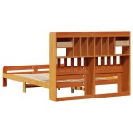 vidaXL Pat cu bibliotecă fără saltea maro 150x200 cm lemn masiv de pin