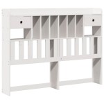 vidaXL Pat cu bibliotecă fără saltea, alb, 140x190 cm, lemn masiv pin