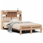 vidaXL Pat cu bibliotecă fără saltea, 135x190 cm, lemn masiv de pin vidaXL Pat cu bibliotecă fără saltea, 135x190 cm, lemn masiv de pin