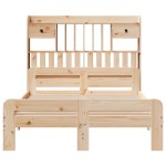 vidaXL Pat cu bibliotecă fără saltea, 135x190 cm, lemn masiv de pin vidaXL Pat cu bibliotecă fără saltea, 135x190 cm, lemn masiv de pin