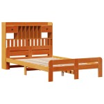 vidaXL Pat cu bibliotecă fără saltea maro 135x190 cm lemn masiv de pin