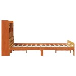 vidaXL Pat cu bibliotecă fără saltea maro 135x190 cm lemn masiv de pin