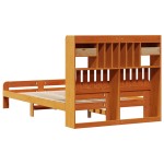 vidaXL Pat cu bibliotecă fără saltea maro 135x190 cm lemn masiv de pin