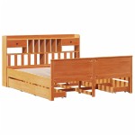 vidaXL Pat cu bibliotecă fără saltea maro 200x200 cm lemn masiv de pin