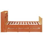 vidaXL Pat cu bibliotecă fără saltea maro 200x200 cm lemn masiv de pin