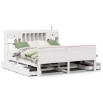 vidaXL Pat cu bibliotecă fără saltea, 180x200 cm, lemn masiv de pin