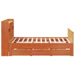 vidaXL Pat cu bibliotecă fără saltea maro 180x200 cm lemn masiv de pin