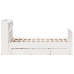 vidaXL Pat cu bibliotecă fără saltea, alb, 160x200 cm, lemn masiv pin vidaXL Pat cu bibliotecă fără saltea, alb, 160x200 cm, lemn masiv pin