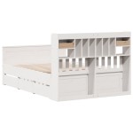 vidaXL Pat cu bibliotecă fără saltea, alb, 160x200 cm, lemn masiv pin vidaXL Pat cu bibliotecă fără saltea, alb, 160x200 cm, lemn masiv pin