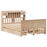 vidaXL Pat cu bibliotecă fără saltea, 150x200 cm, lemn masiv de pin