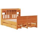 vidaXL Pat cu bibliotecă fără saltea maro 150x200 cm lemn masiv de pin