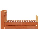 vidaXL Pat cu bibliotecă fără saltea maro 150x200 cm lemn masiv de pin