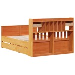 vidaXL Pat cu bibliotecă fără saltea maro 150x200 cm lemn masiv de pin