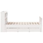 vidaXL Pat cu bibliotecă fără saltea, alb, 140x200 cm, lemn masiv pin