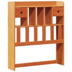 vidaXL Pat cu bibliotecă fără saltea, maro, 100x200 cm, lemn masiv pin vidaXL Pat cu bibliotecă fără saltea, maro, 100x200 cm, lemn masiv pin