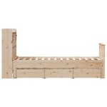 vidaXL Pat cu bibliotecă fără saltea, 90x200 cm, lemn masiv pin vidaXL Pat cu bibliotecă fără saltea, 90x200 cm, lemn masiv pin