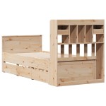 vidaXL Pat cu bibliotecă fără saltea, 90x200 cm, lemn masiv pin vidaXL Pat cu bibliotecă fără saltea, 90x200 cm, lemn masiv pin