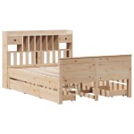 vidaXL Pat cu bibliotecă fără saltea, 140x190 cm, lemn masiv de pin vidaXL Pat cu bibliotecă fără saltea, 140x190 cm, lemn masiv de pin