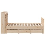 vidaXL Pat cu bibliotecă fără saltea, 140x190 cm, lemn masiv de pin vidaXL Pat cu bibliotecă fără saltea, 140x190 cm, lemn masiv de pin
