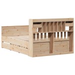 vidaXL Pat cu bibliotecă fără saltea, 140x190 cm, lemn masiv de pin vidaXL Pat cu bibliotecă fără saltea, 140x190 cm, lemn masiv de pin
