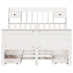 vidaXL Pat cu bibliotecă fără saltea, alb, 140x190 cm, lemn masiv pin vidaXL Pat cu bibliotecă fără saltea, alb, 140x190 cm, lemn masiv pin