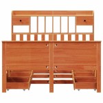 vidaXL Pat cu bibliotecă fără saltea maro 140x190 cm lemn masiv de pin