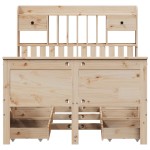 vidaXL Pat cu bibliotecă fără saltea, 135x190 cm, lemn masiv de pin vidaXL Pat cu bibliotecă fără saltea, 135x190 cm, lemn masiv de pin