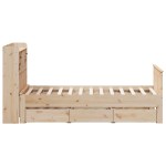 vidaXL Pat cu bibliotecă fără saltea, 135x190 cm, lemn masiv de pin vidaXL Pat cu bibliotecă fără saltea, 135x190 cm, lemn masiv de pin