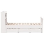 vidaXL Pat cu bibliotecă fără saltea, alb, 135x190 cm, lemn masiv pin