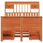 vidaXL Pat cu bibliotecă fără saltea maro 135x190 cm lemn masiv de pin