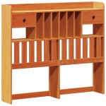vidaXL Pat cu bibliotecă fără saltea maro 135x190 cm lemn masiv de pin