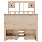 vidaXL Pat cu bibliotecă fără saltea, 90x190 cm, lemn masiv de pin vidaXL Pat cu bibliotecă fără saltea, 90x190 cm, lemn masiv de pin