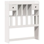 vidaXL Pat cu bibliotecă fără saltea, alb, 75x190 cm, lemn masiv pin vidaXL Pat cu bibliotecă fără saltea, alb, 75x190 cm, lemn masiv pin
