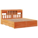 vidaXL Pat cu bibliotecă fără saltea maro 180x200 cm lemn masiv de pin