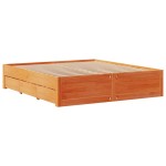 vidaXL Pat cu bibliotecă fără saltea maro 180x200 cm lemn masiv de pin