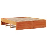 vidaXL Pat cu bibliotecă fără saltea maro 180x200 cm lemn masiv de pin