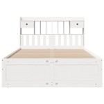 vidaXL Pat cu bibliotecă fără saltea, alb, 160x200 cm, lemn masiv pin vidaXL Pat cu bibliotecă fără saltea, alb, 160x200 cm, lemn masiv pin
