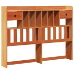 vidaXL Pat cu bibliotecă fără saltea maro 160x200 cm lemn masiv de pin vidaXL Pat cu bibliotecă fără saltea maro 160x200 cm lemn masiv de pin