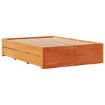 vidaXL Pat cu bibliotecă fără saltea maro 160x200 cm lemn masiv de pin vidaXL Pat cu bibliotecă fără saltea maro 160x200 cm lemn masiv de pin
